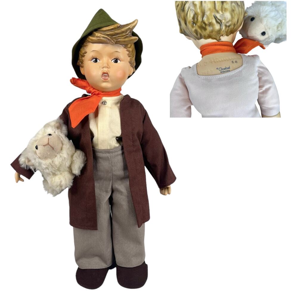 Hummel Porcelain Doll Lost Sheep Boy 15" Outfit Plush Lamb Goebel West Germany